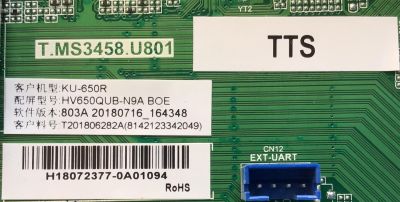 MAIN PARA TV SCEPTRE / NUMERO DE PARTE T201806282A / T.MS3458.U801 / KU-650R / HV650QUB-N9A / 803A 20180716_164348 / T201806282A(814213342049) / H18072377-0A01094 / PANEL CN650CN5290 / MODELO W65 FKUV58DA / W65 - Imagen 2